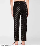 Black cotton blend maxi pyjama for women - Casual daily wear from India